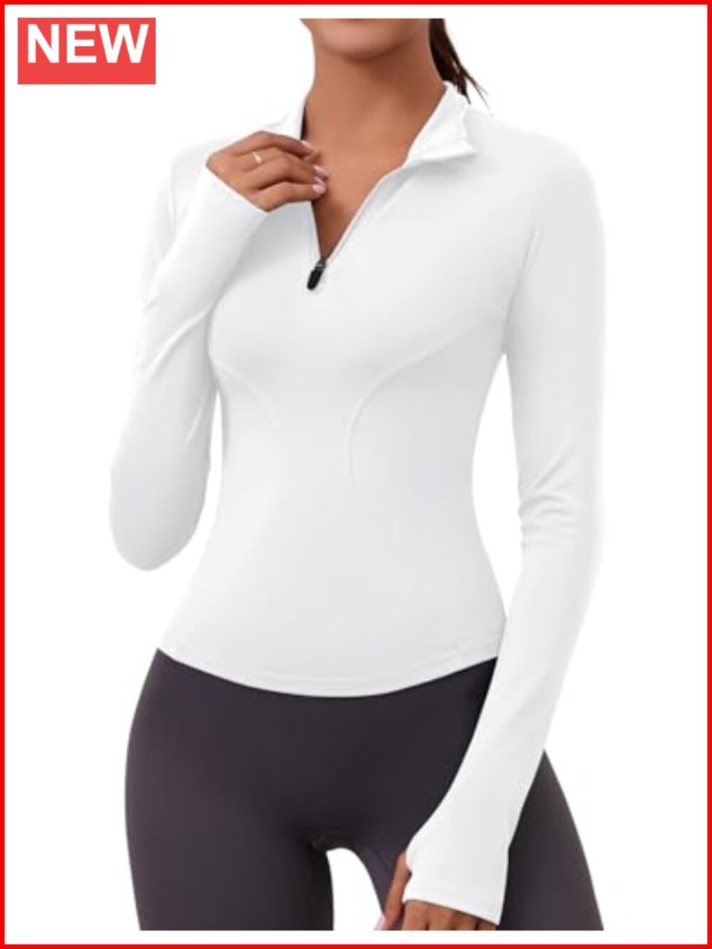 LOMON Women's Long Sleeve Quarter Zip Workout Pullover with Thumbholes